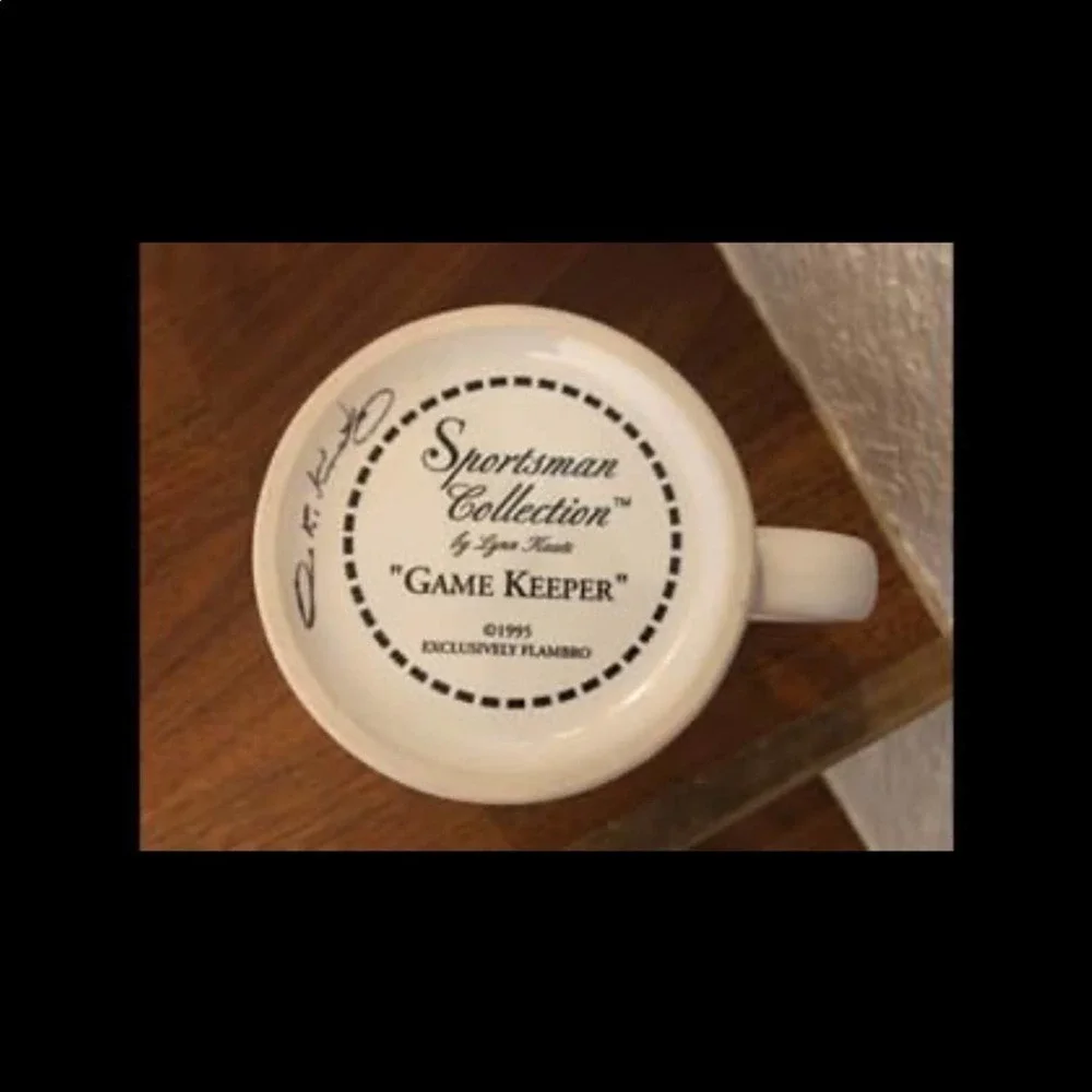 Sportsman Collection Kaatz signed Game Keeper Coffee mug cup Rare Dog Vintage 95